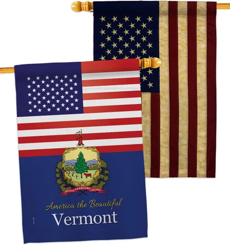 Miniatura 9 de Paquete de banderas de la casa Vermont de Estados Unidos con bordado de Estados Unidos, pequeño y decorativo, 11.0 x 15.7 in