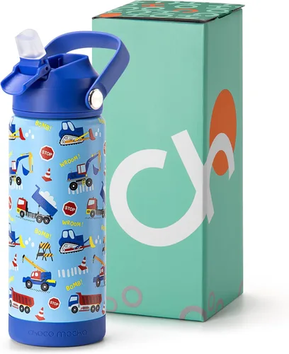 Miniatura 34 de Botella de Agua Choco Mocha para Niños para la Escuela, Botella de Agua Aislada para Niños de Acero Inoxidable para Niños, 14 Oz Camión Monstruo
