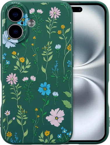 Miniatura 41 de RALEAVO Funda Floral para iPhone 12, Cubierta de Silicona Líquida con Bonito Patrón de Rama de Flores para Niñas y Mujeres, Funda Protectora de Goma