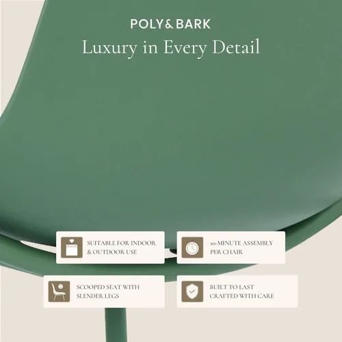 Miniatura 5 de Poly & BARK Isla - Juego de 4 sillas de cocina modernas, sillas de comedor de plástico con patas de metal, montaje rápido, sillas simples de café