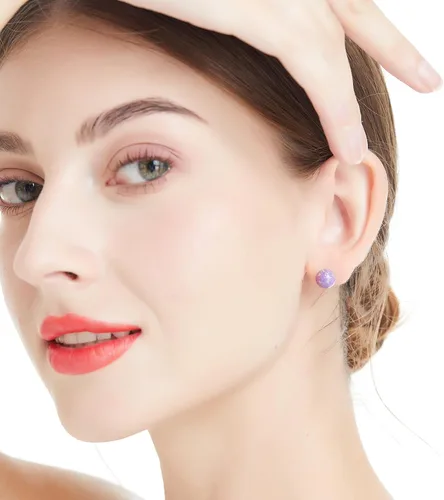 Miniatura 77 de Natural Stone Stud Earrings for Women 8mm Sterling Silver Genuine Gemstone Earrings Handmade Sterling Silver Crystal Stud Earrings for Women