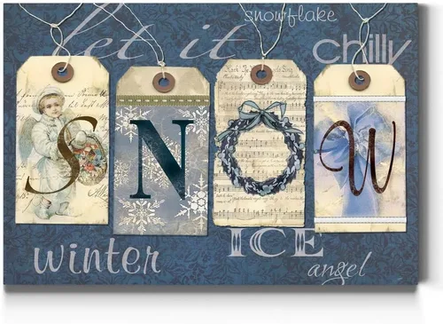 Miniatura 14 de Renditions Galley - Arte de pared de Papá Noel de dibujos animados, fondo de copo de nieve verde y blanco, decoraciones de Navidad lindas y frescas