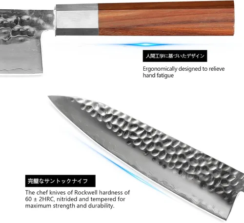 Miniatura 6 de Cuchillo de chef japonés de 8 pulgadas, cuchillo de chef profesional ultra afilado, cuchillo de cocina japonés de 9 capas VG-10 revestido, cuchillo