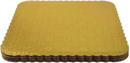 Miniatura 3 de O'CREME Tablero cuadrado festoneado dorado para tartas de 3/32 pulgadas de grosor, 8 x 8 pulgadas, paquete de 10