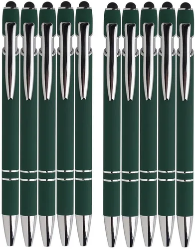 Miniatura 4 de Bolígrafo con punta de lápiz capacitivo, tinta negra, punta media, 0.039 in, tacto suave, metal, mate, varios colores, barril, 10
