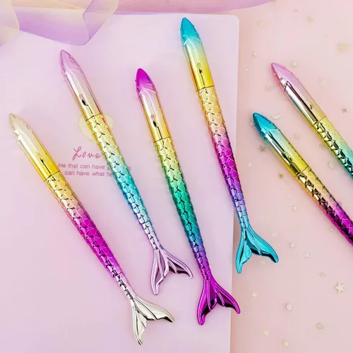 Miniatura 3 de Paquete de 24 bolígrafos de sirena – Bolígrafo creativo de tinta de gel líquido para escuela, hogar, oficina, papelería, niñas, mujeres, compañeros