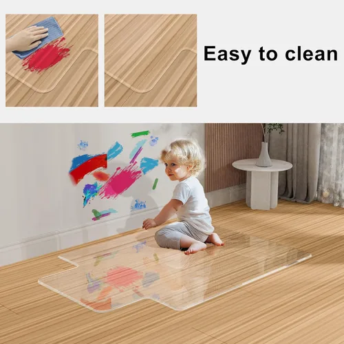 Miniatura 8 de MESAILUP Tapete para Silla de Oficina con Borde Biselado Irregular con Labio para Alfombra o Piso de Madera Dura Cristal Transparente 36" x 48