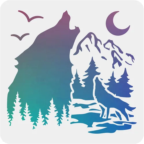 Miniatura 13 de FINGERINSPIRE Plantillas Moon Cat – Plantillas de plástico de estrella lunar de 11.8 x 11.8 pulgadas para dibujar, pintar en madera, piso, pared