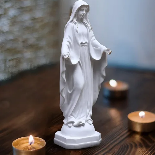 Miniatura 5 de QIANLING Estatua de Virgen María de 12 pulgadas para exteriores, decoración de patio, estatua religiosa al aire libre, protección solar, estatua