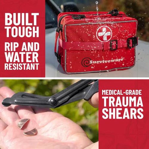 Miniatura 7 de Surviveware Kit completo de primeros auxilios de emergencia para camiones, autos, campamento, oficina, deportes y emergencias al aire libre, juego