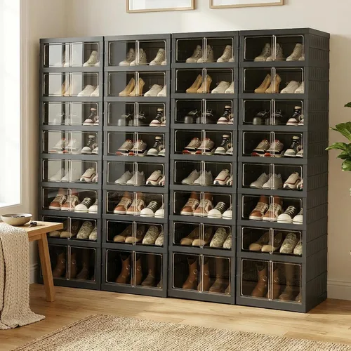 Miniatura 24 de Organizador de Zapatos Plegable Caja de Almacenamiento, Estante de Zapatos Plegable Portátil Extra Grande para Closet, Caja de Almacenamiento