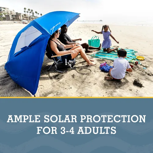 Miniatura 3 de Sport-Brella Super-Brella UPF 50+ Sun and Rain Canopy Umbrella, 8 Foot Portable Beach Shelter with Side Panels, Wind Flaps, and Carry Bag, Blue