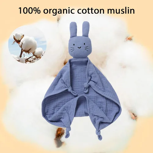 Miniatura 2 de Mantas de conejo de algodón orgánico para bebés, manta de seguridad con forma de conejito para bebés recién nacidos, Lovies para bebés, regalos