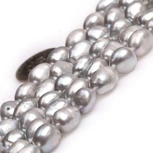 Miniatura 20 de Perlas cultivadas de agua dulce para hacer joyas, piedras preciosas naturales, semipreciosas, 8-9x10-0.433 in, blanco olivarío, 15" JOE FOREMAN