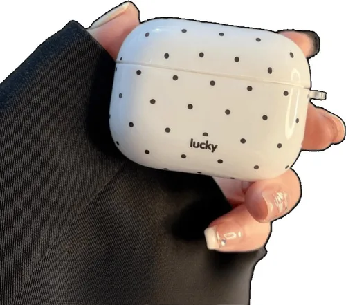 Miniatura 2 de Funda con diseño de lunares blancos y negros para Airpods Pro 2, diseño estético vintage, elegante, de lujo, moderno, retro, para niñas y mujeres