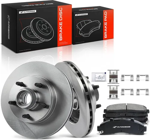 A-Premium Kit de rotores de freno de disco ventilados delanteros de 10.28 pulgadas (261mm) + pastillas cerámicas compatible con modelos selectos de