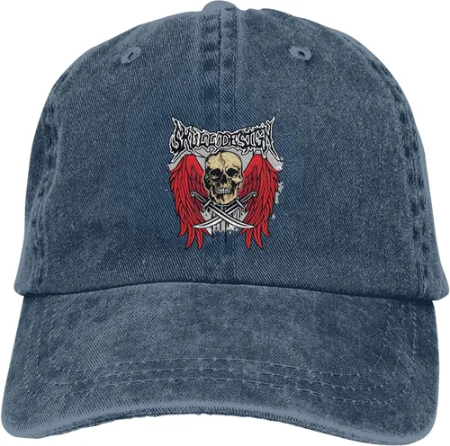 Miniatura 9 de Cowboy Hat Trendy Hats for Man and Women Djustable Four Season Outdoor Baseball Cap of Hell Skull with Angel Navy Blue