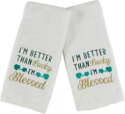 Miniatura 15 de Serafina Home Toallas de mano de baño irlandesas del día de San Patricio: suave y absorbente para invitados de cocina con bordado de trébol verde