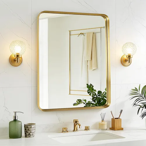 Miniatura 11 de Fabuday Espejo Grande de Baño Negro de 40x30 Pulgadas - Espejos Rectangulares con Marco para Pared, Espejo de Metal Negro Montado en la Pared