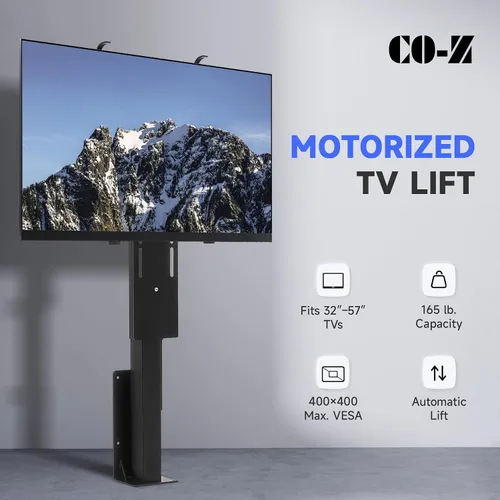 Miniatura 2 de CO-Z Elevador de TV motorizado para televisores de 32" a 57" de hasta 165 lb, 400x400 VESA, soporte con mecanismo de altura ajustable y montaje