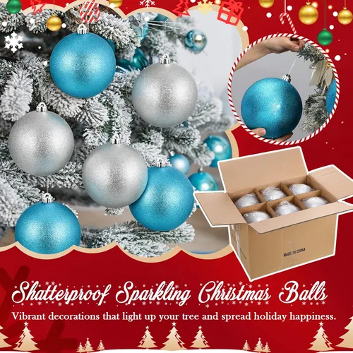 Miniatura 4 de Poen 12 piezas de adornos de bolas de Navidad grandes de 6 pulgadas con purpurina, adornos de Navidad extra grandes, bolas de Navidad gigantes
