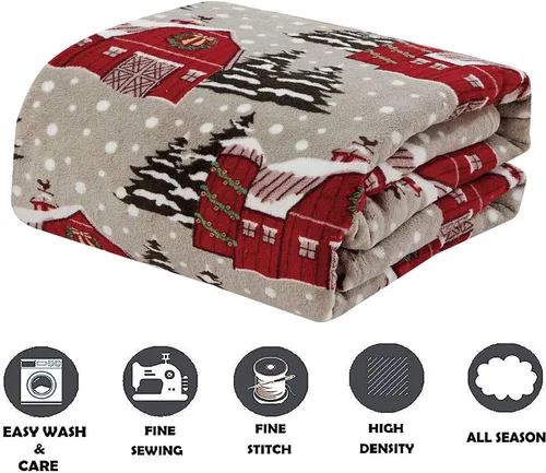 Miniatura 2 de Elegant Comfort Manta de Forro Polar de Terciopelo de Lujo Súper Suave con Estampados Navideños - Decoración del Hogar con Temática Navideña, Manta
