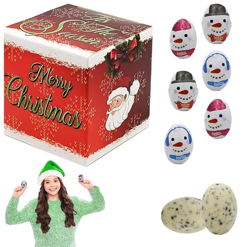 Fruidles Galletas de chocolate con leche de Navidad y muñecos de nieve crema, rellenos de bolsas de fiesta, láminas envueltas individualmente,