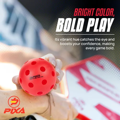 Miniatura 5 de PIXA Titan Pro 26 Pickleball para interiores, aprobado por USAPA, bolas de pickleball duraderas para interiores, rebote constante, vuelo suave, Rojo