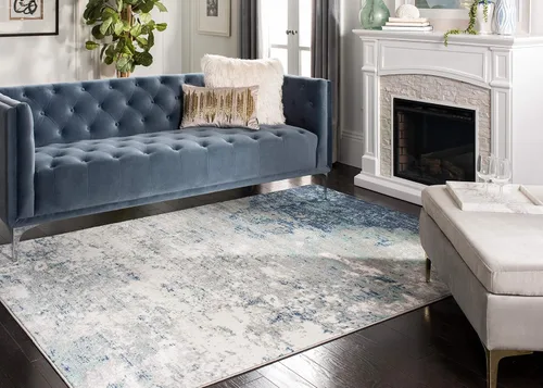 Miniatura 2 de SAFAVIEH - Alfombra de la colección Brentwood - 9' x 12', gris claro y azul, diseño abstracto moderno, no desprende pelusa y fácil de cuidar, ideal