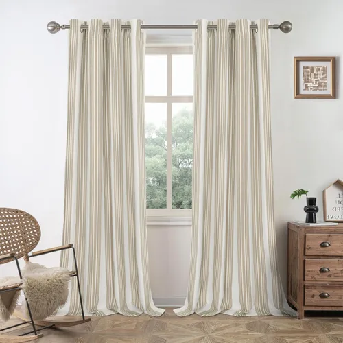 Miniatura 43 de DriftAway Chris Linen - Cortinas opacas con capa térmica y reductora de sonido, 63 pulgadas de largo para dormitorio, cortinas estampadas a rayas