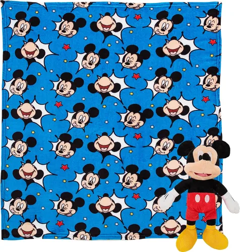 Northwest Mickey Mouse Comic Pop Character Hugger Juego de Almohada y Manta Tipo Throw de Tacto Sedoso, 40" x 50"
