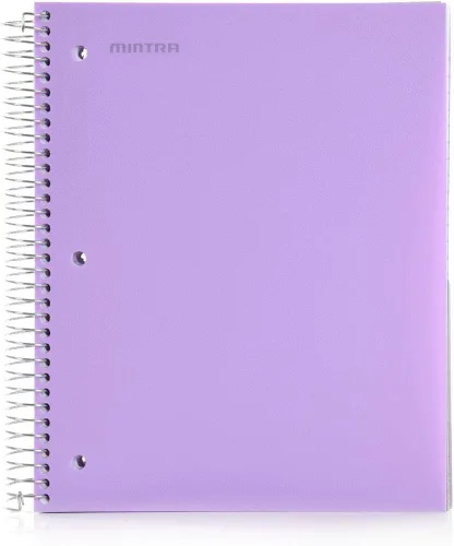 Mintra Office Cuadernos de espiral duraderos, paquete de 3 materias (lavanda, salmón, salvia, rayado universitario)