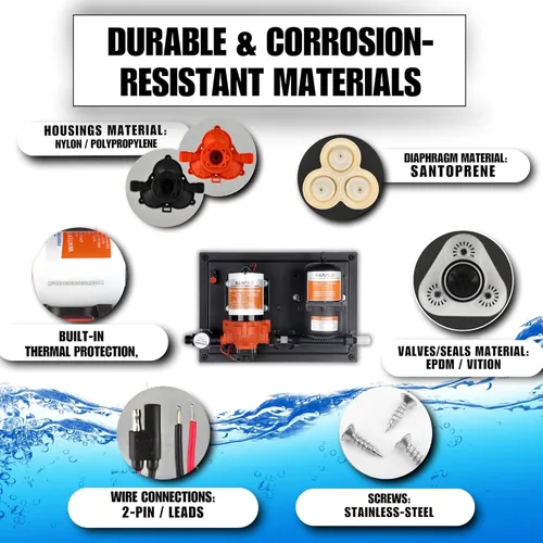 Miniatura 11 de SEAFLO Sistema de Bomba de Agua y Tanque Acumulador Serie 33 - 115V, 3,3 GPM, 45 PSI, Tanque de 0,2 Galones Reduce el Ciclado Para Uso Marino
