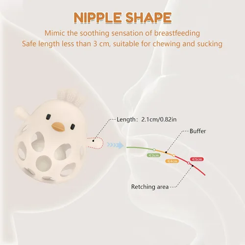 Miniatura 2 de MCGMITT Mordedores para bebés 3-6 meses, sonajas de silicona de fácil agarre para bebés 0-6 meses, juguetes Montessori para bebés sin BPA no tóxicos