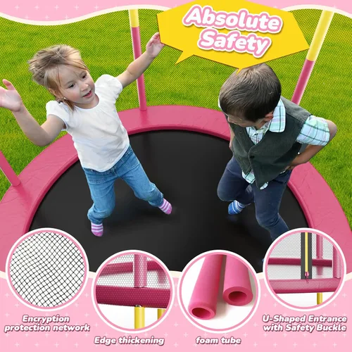 Miniatura 3 de Trampolín interior de 6 pies para niños de 1 a 8 años, mini trampolín para interiores y exteriores de 72 pulgadas con red de seguridad, aro