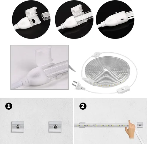 Miniatura 8 de Luces de Cuerda LED de 6.56 pies para Exteriores, Luces de Cuerda LED Cortables de 110V para Exteriores Impermeables 6500K para Interiores