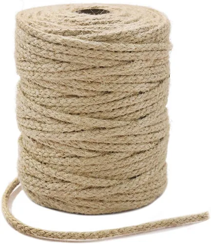 Tenn Well Cuerda de yute, cuerda trenzada de yute de 200 pies y 0.138 in, cuerda natural para manualidades, envoltura de regalos, jardinería,