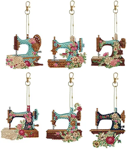 Miniatura 11 de 5pcs DIY 5D colorido búho diamante pintura llavero kits doble cara búho diamante arte llavero llavero