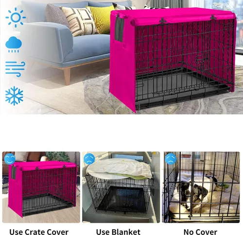 Miniatura 4 de Funda para jaula de perro de 48 pulgadas, funda grande para jaulas con 1, 2, 3 puertas, tela Oxford 600D impermeable para interiores y exteriores