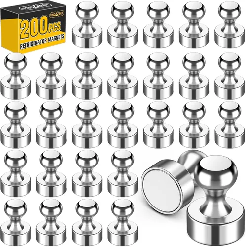 Miniatura 16 de 24 imanes de nevera, imanes para refrigerador, pequeños imanes fuertes, imanes de pizarra blanca para refrigerador, pasadores magnéticos para Negro