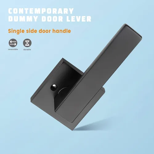 Miniatura 2 de KNOBWELL Paquete de 6 manijas de puerta falsas de color negro mate para puerta interior de armario, pasillo interior, manijas de puerta cuadradas