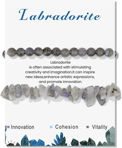 Miniatura 26 de Pulseras de cristal curativo para mujer, 2 pulseras de piedra natural de 0.236 pulgadas, pulseras elásticas de cuentas de cristal hechas a mano