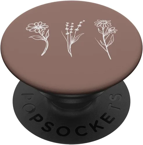 PopSockets PopGrip con diseño floral de postre minimalista, color gris pardo