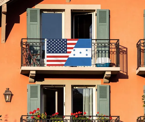 Miniatura 3 de Bandera de Honduras de Estados Unidos de 3 x 5 pies, gran pancarta hondureña de Estados Unidos 150D para exteriores, decoración de impresión