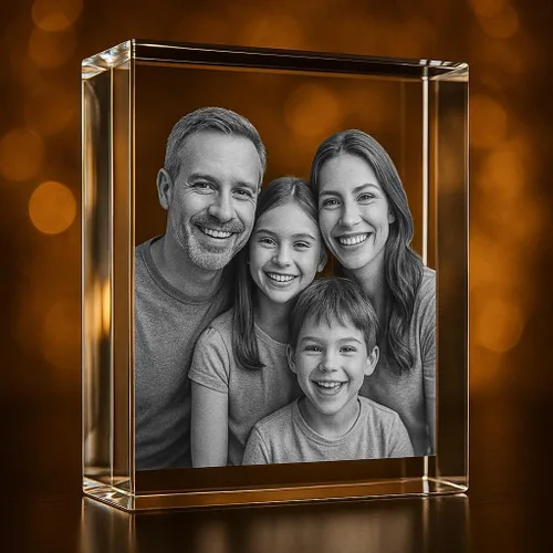 Foto holográfica 3D personalizada personalizada grabada al aguafuerte dentro del cristal con tu propia imagen (cumpleaños, boda, regalo,