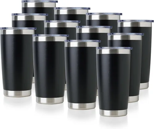 Miniatura 13 de DOMICARE Vaso de acero inoxidable de 20 onzas a granel con tapa, taza de viaje aislada al vacío de doble pared, taza de café con recubrimiento