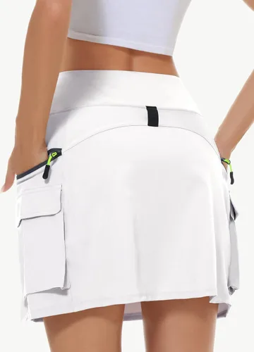 Miniatura 2 de MIVEI Falda pantalón tipo cargo de senderismo para mujer, cintura alta, para viajes, atlética, golf, casual, con bolsillos con cremallera, de secado
