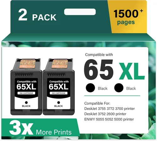 65XL 65 cartuchos de tinta negra 65XL Paquete combinado de repuesto remanufacturado para cartuchos de tinta HP 65 XL negro para impresora HP Envy