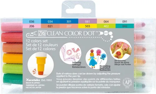 Kuretake Zig Clean - Marcadores a base de agua, juego de 12 colores (TC-6100/12V)