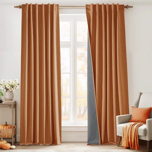 Miniatura 40 de RYB HOME Cortinas cortas opacas 100% marrones, 45 pulgadas de largo, 52 pulgadas de ancho, bloqueo de luz y aislamiento térmico para cocina